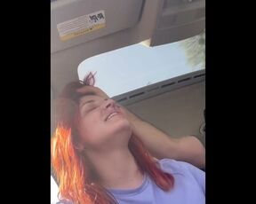 Pleasing Master while driving - foot licking, face slapping, blowjob
